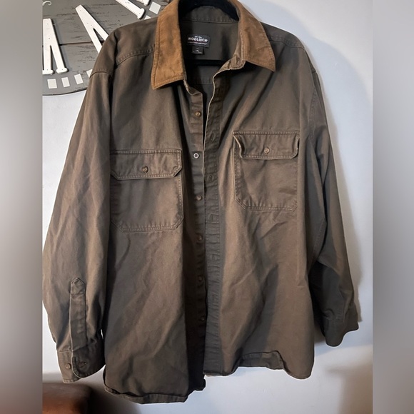 Woolrich button down brownish green rugged shirt size 2XL - Picture 1 of 3